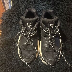 Naked Wolfe platform Black Sneakers with White Accents